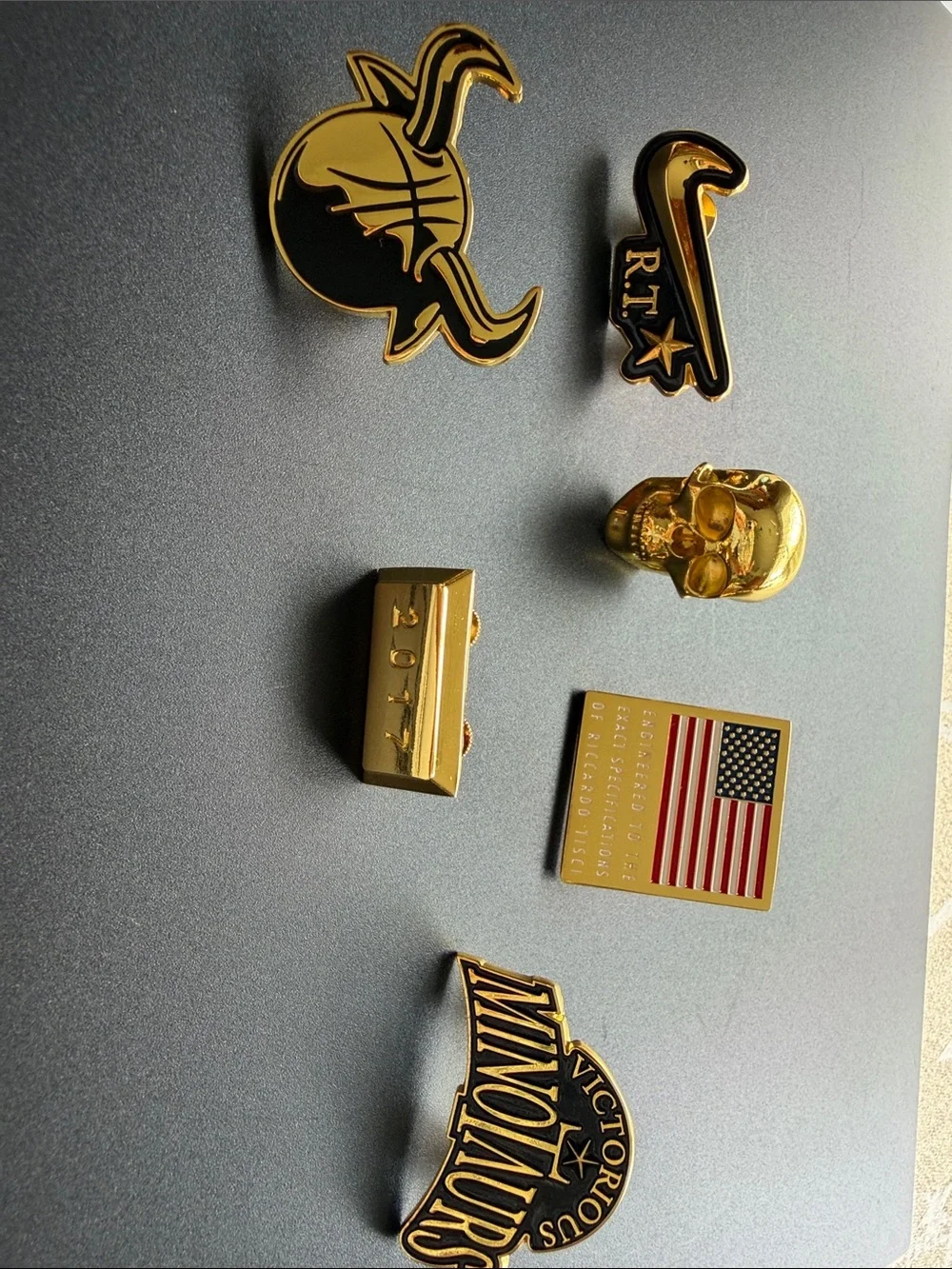 Nike Gold Tone Enamel Lapel Pin Set - Black and Gold Accent set of 6
